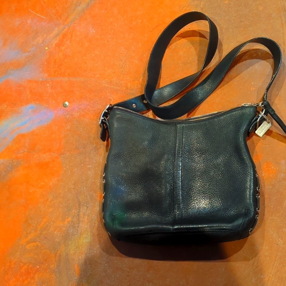 Preloved Black leather Coach purse